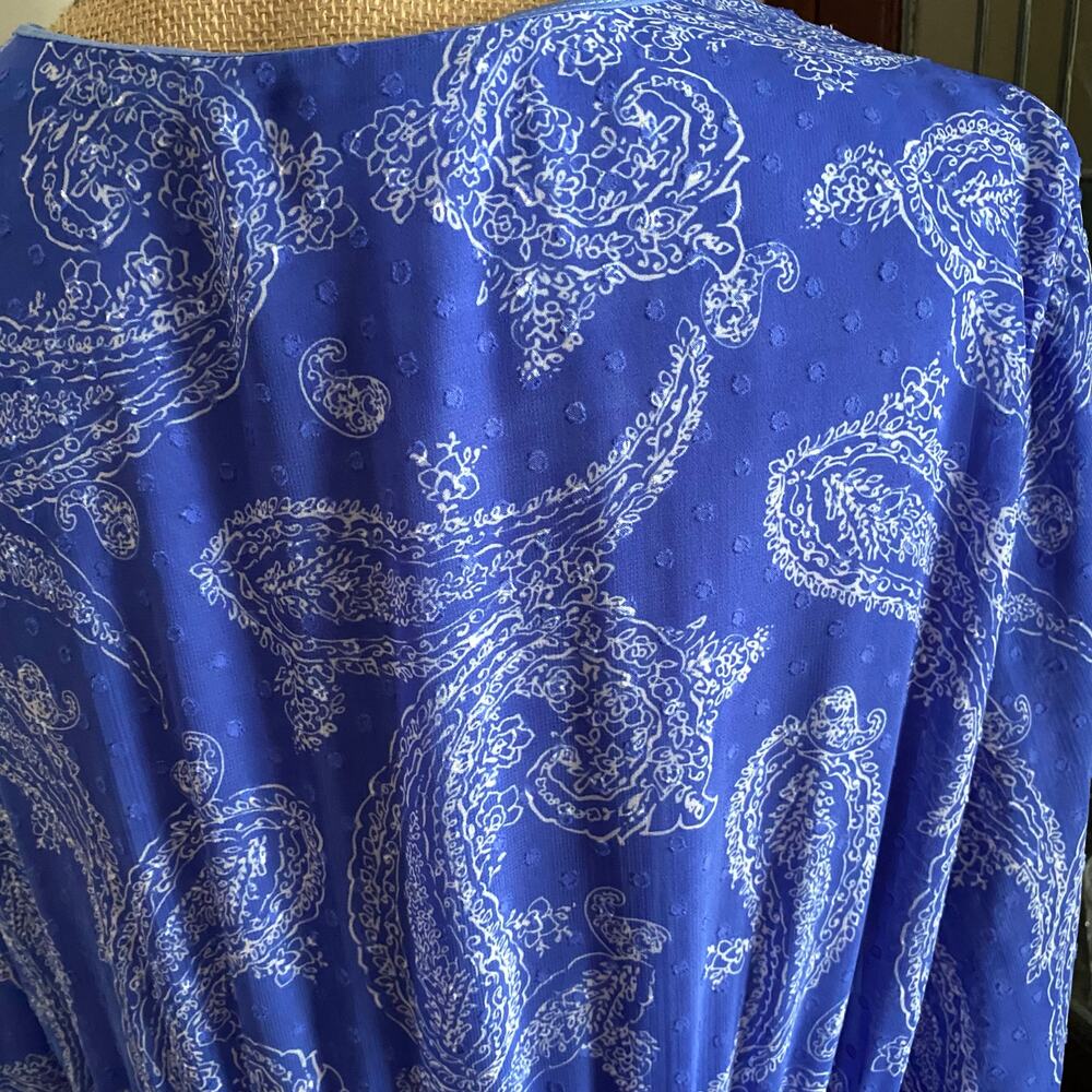 Taylor Periwinkle Blue Paisley Tiered Maxi Dress Swiss Dot Boho 18W - Picture 9 of 17